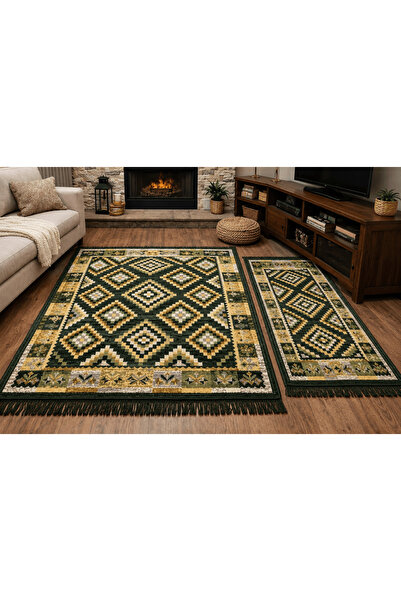 Horecahome Set 1+1 Covoare țesute, cu două fețe, 1 buc. 140x215 + 1 buc. 60 x...
