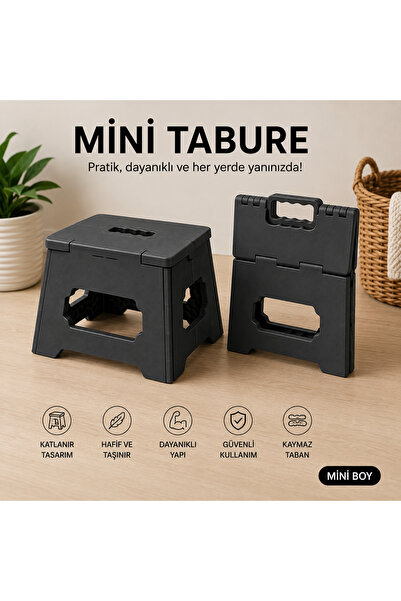 Poliwork Katlanır Mini Boy Tabure Plastik Katlanabilir Basamak Taburesi Taşın...
