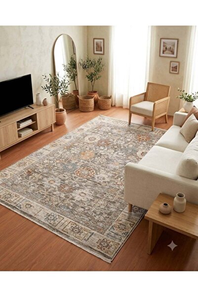 NevMahall Alya Serisi Vintage Eskitme Desenli Modern Yumuşak Dokulu Salon Kor...