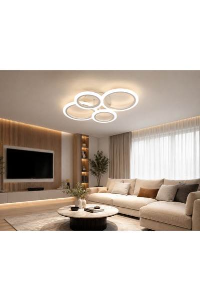 Generic Brand Lustră led 4 cercuri alb
