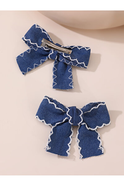 Take Two By Styli Pack of 2 - Girls Denim Embroidered Hair Clips