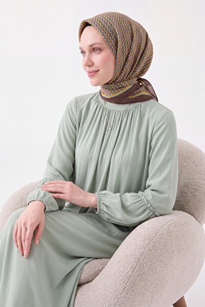 Silk Home Olinda İpek Eşarp Herringbone Kahverengi