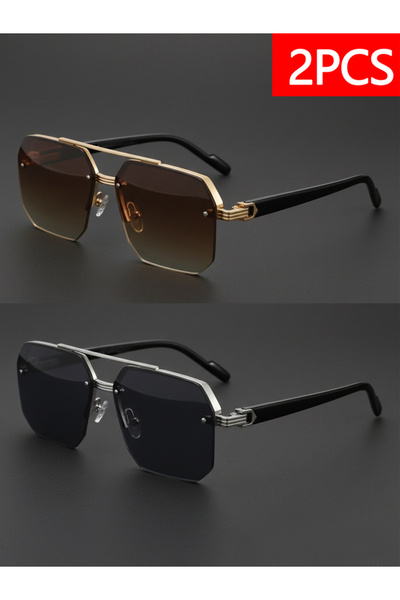Take Two By Styli Pack of 2 - Double Bridge Aviator Sunglasses