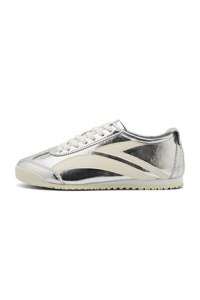 Take Two By Styli Men Silver Metallic Lace-Up Sneakers