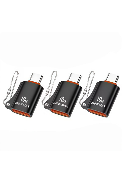 Choice7 B black 3pcs USB To Type-C Adapter 10A OTG USB 3.0 Type C Male To USB...