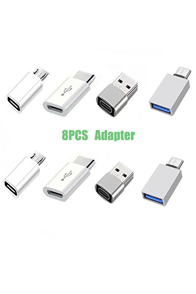 Choice1 silvery white 8 Pack USB C Female Adapter Set, USB A to USB C & Micro...