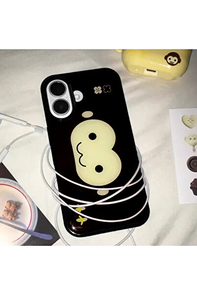 Choice41 iPhone 15 only case-Black Pink Korean Ins Monkey Cartoon Face Print ...