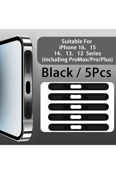 Choice 5Pcs Black 5Pcs Metal Dustproof Net Sticker For iPhone 16 Pro 15 14 13...