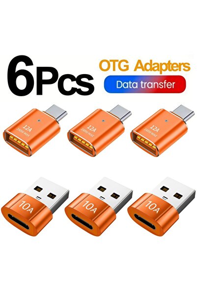 Choice orange 6pcs OTG USB 3.0 To Type C Adapter LED USB Female To Type C Mal...