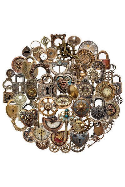 Choice 50PCS 50PCS Steampunk transparent Stickers Vintage Gear Key Lock Water...