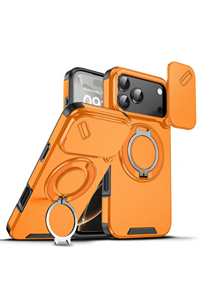 Choice53 Orange iPhone 17Pro Max Rotating Flip Full Lens Protection Magnetic ...