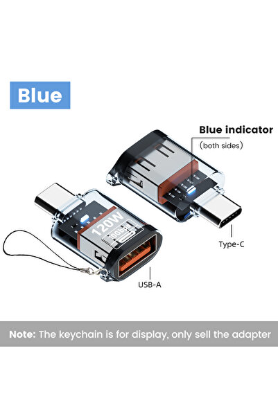 Choice1 BLUE 120W Type C To USB A OTG Adapter USB3.2 To Type C Female Fast Ch...