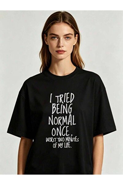kai22 2026 Summer New Women's Round Neck I TRIED BEING NORMAL ONCE Text Print...