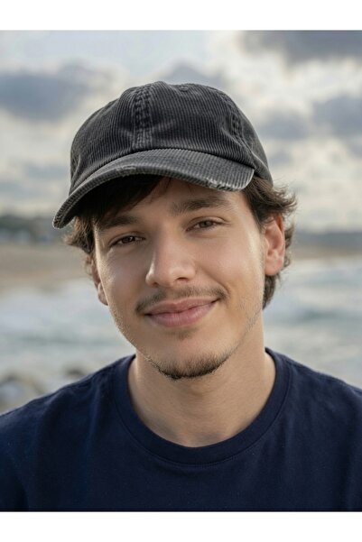 Mollycrush Men's Seasonal Corduroy Black Hat |   Daily Adjustable Baseball Cap