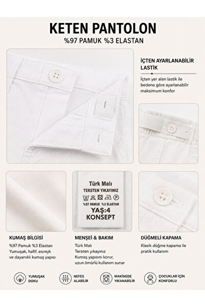 Babix Ünisex Çocuk Takım Beyaz Pantolon Türk Bayraklı Kısa Kollu T-shirt 23 Nisan 19 Mayıs 29 Ekim Okuma Bayramı Gösteri