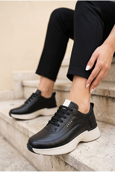 Mammamia 7410 Genuine Leather Casual Women's Shoes-Black