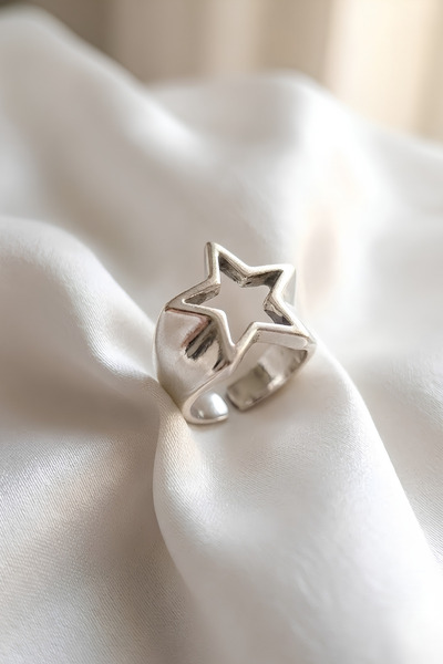 Elifsu Jewelry Gothic Ring Steel Star Figured Adjustable Ring Y2K Style Flash...