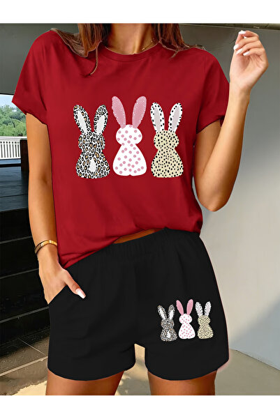Joetsu Rabbit Printed Soft Short Sleeve Top and Shorts Set