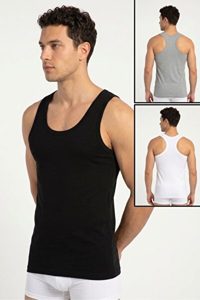 NACAR STORE Men's 3-Pack Ribana Sportsman Rambo 100% Cotton Undershirt