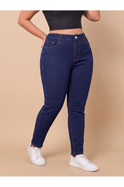 Yüksel bel skinny büyük beden kadın kot pantolon