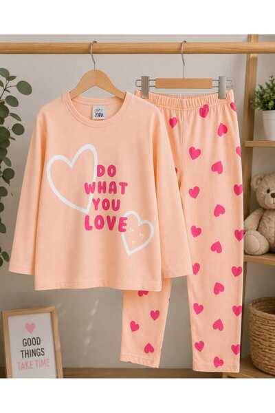GHAND Girls' Pajama Set Long Sleeve Heart Patterned Do What You Love 2-4-6-8 ...