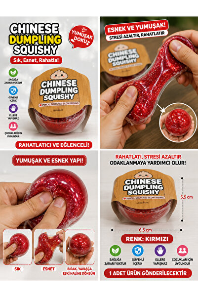 Erzi Çin Mantısı Chinese Dumpling Squishy – Simli Sıkma ve Stres Oyuncağı