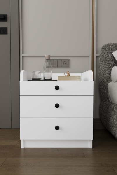 asratrend Modern 3 Çekmeceli Komodin Şifonyer %100 MDF Çok Amaçlı Organizer K...