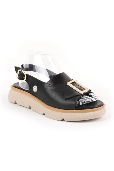 Mammamia Women's Sandals Daily Genuine Leather Thick Sole Metal Buckle Platfo...
