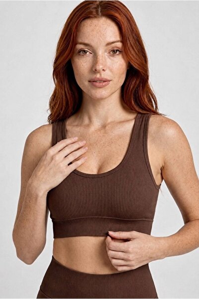 Kadın Spor Crop Üst Kısa Fitilli Toparlayıcı