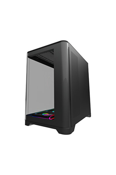 OEM Carcasă PC Midi Tower Gaming din Sticlă Neagră 45x23x45cm