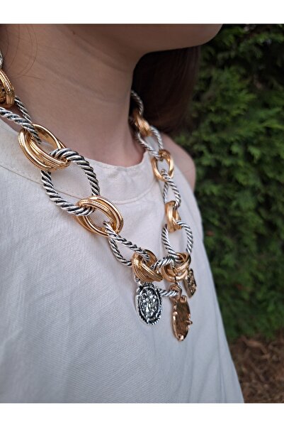 Marka Model Gold Metal Halka Kolye