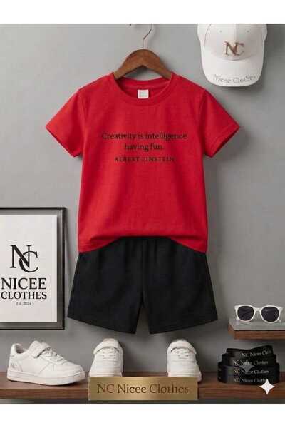 Leto Lykia Summer Children's T-Shirt Shorts Unisex (Albert Text Printed)