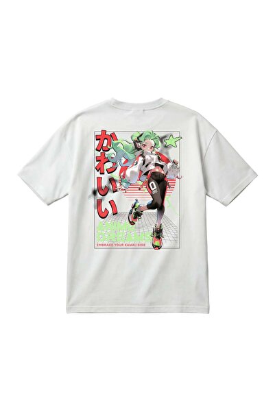 barsdepo Y2K Anime Graphic Printed Oversized Unisex T-Shirt – Japanese Text Tee