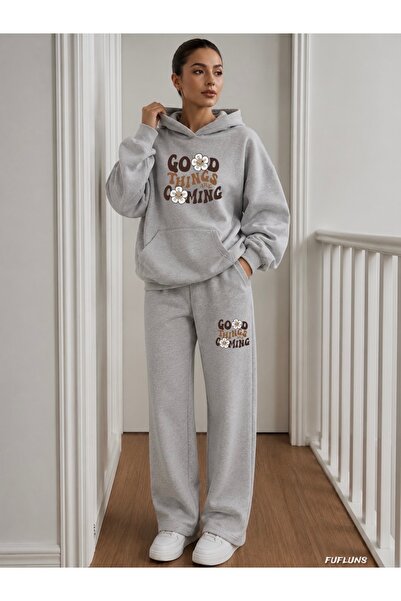 FUFLUNS Good Things Printed Men's Hooded Tracksuit Set