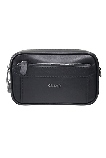 GUARD Crystal Black Genuine Leather Handbag with Password Mechanism // Grd260...