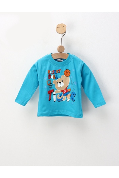 MiniKids Bluza subtire BasketBall, turcoaz