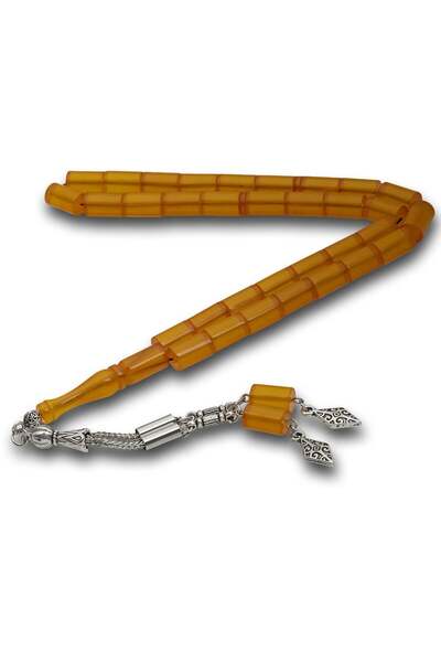 Inure Jewelry Mărgele de rugăciune din chihlimbar cu ciucuri metalici, 7x11 m...