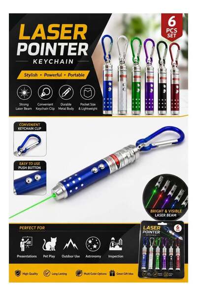 Generic 6-Piece Laser Pointer Keychain Set – Portable Metal Laser Pen with Ca...