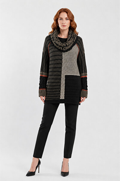 Neden Tekstil Women's Oversize Knitwear Sweater with High Collar