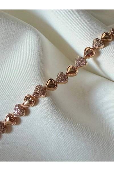 ZÜLİSCH Xuping Heart Bracelet Original Zircon Stone Steel Bracelet Rose Gold Color