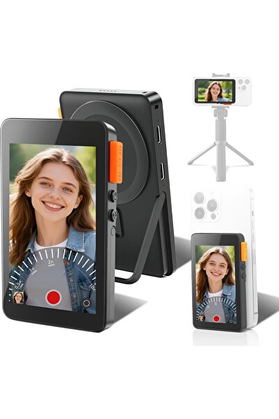 ANGJU Vlog Selfie Monitor Screen iPhone, Magnetic Wireless Screen Mirroring B...