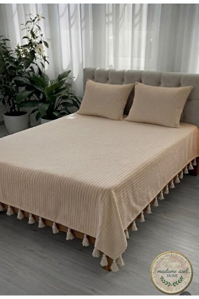 Madame Asel Home YATAK ÖRTÜSÜ ŞAÇ ÖRGÜ %PAMUK ÇİFT KİŞİLİK