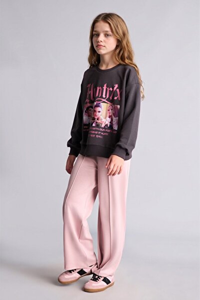 DeFacto Elastic Waist, Stitched Front, Wide Leg Modal Trousers for Girls I226...