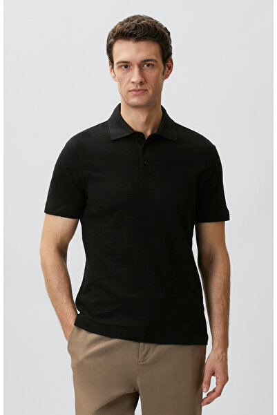 Network Siyah Jakarlı Polo Yaka T-shirt