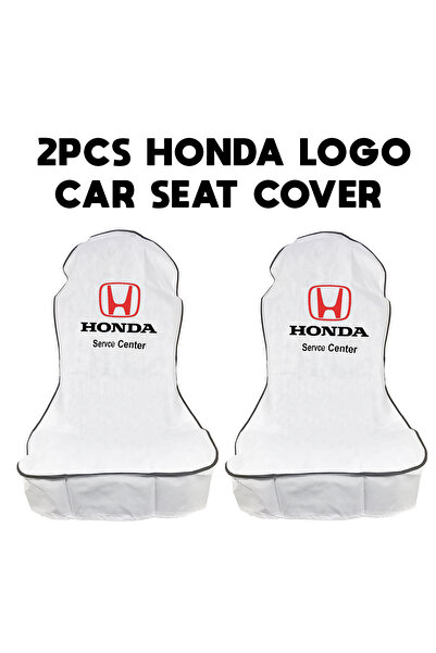 Honda قطعتان من أغطية مقاعد السيارة البيضاء الواقية بشعار، تناسب المقاعد الأم...