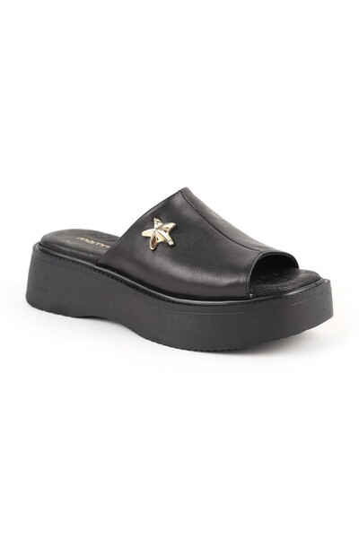 Mammamia Women's Slippers Daily Genuine Leather Single Strap Metal Star Acces...