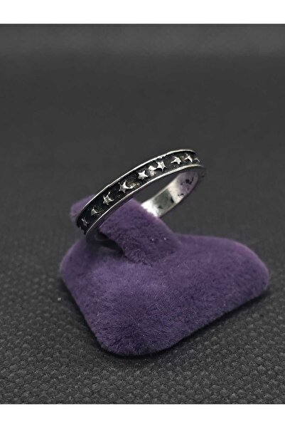 sarıyer silver Star Model Steel Black Ring Minimal Design Hand Foot Finger Jo...