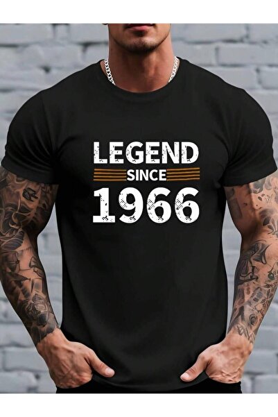 25W Men's 'Legend Since 1966' Graphic T-Shirt – Plus Size, Crew Neck, Fashion...