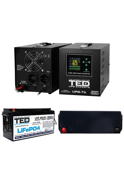TED Electric Pachet UPS 2500VA/1800W Runtime Extins cu Acumulator Extern LiFe...
