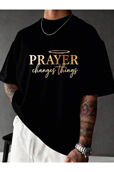 21JNRY Men's Slim Fit Short Sleeve T-Shirt, "Prayer Changes Everything" Halo ...